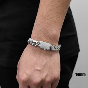 12/14mm Iced Clasp Cuban bracelet silver