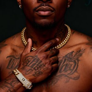 6/8/10/12/14mm Iced Clasp Cuban Chain Necklace bracelet set 14k Gold