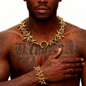 Adjustable Hip Hop Cool Spike Choker Rivet Goth Necklaces Chokers with Spikes and Chain Streetwear Vintage Punk Necklace in white gold