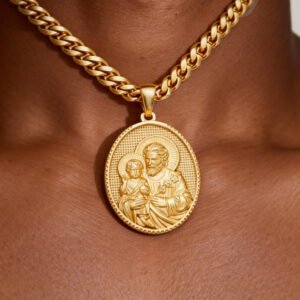 Stainless Steel St Joseph/Mary/Jesus Necklace for Men Women Christian Medal Amulet Pendant Jewelry Gift
