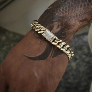 6/8/10/12/14mm  Iced Clasp Cuban bracelet 18K Gold