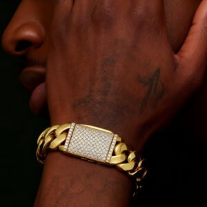 18/20/22mm Iced Clasp Cuban bracelet 18K Gold