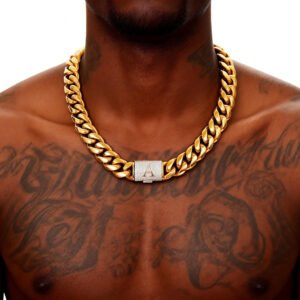 26 letters iced Miami Hip Hop Cuban link chain  silver Gold for 14mm