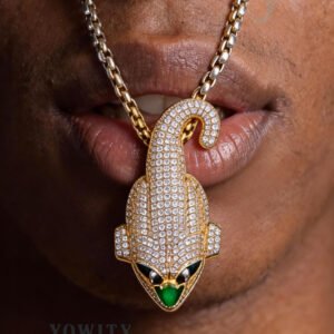 24inch for Cuban Link Chain With Hip Hop Bling Iced Out Rhinestone Football Pendant Necklace