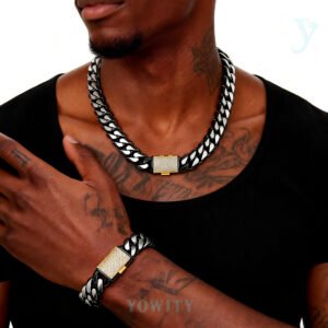 Iced Clasp Cuban Chain Necklace silver Gold for 14mm