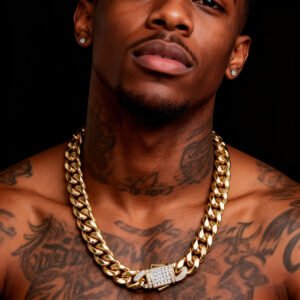 8/10/12/14mm  Iced Clasp Cuban Chain Necklace 18K Gold