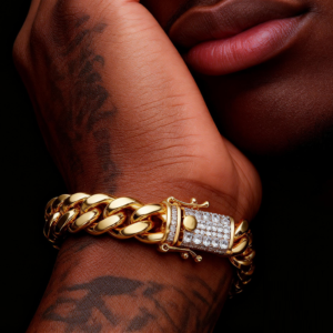 10mm  Iced Clasp Cuban bracelet 18K Gold