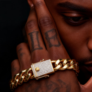 14mm  Iced Clasp Cuban bracelet 18K Gold