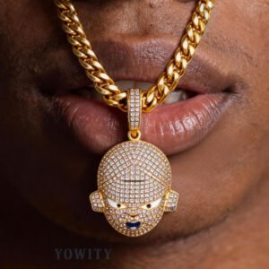 24inch for HIP HOP ICED GOLD PLATED PUNKY STYLE CZ PENDANT CUBAN CHAIN NECKLACE