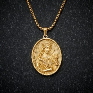 Religious Medal Necklace for Men and Women, Stainless Steel, Retro Christian Religious Amulet Pendant Jewelry Gift