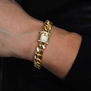 6/8/10/12/14mm Miami iced Cuban bracelet  with Gold Plated Dragon Head Buckle