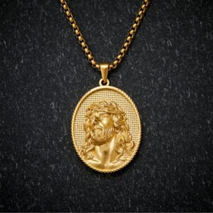 Stainless Steel Jesus Necklace for Men Women Christian Medal Amulet Pendant Jewelry Gift