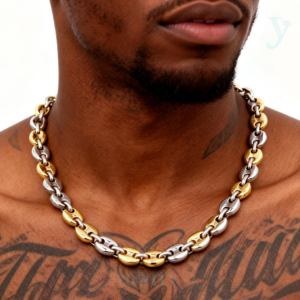 7/9/11MM Mens Chain Necklaces, Chain Link Necklace, Silver Gold Stainless Steel Chain