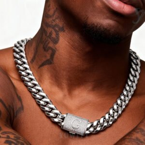 26 letters iced Miami Hip Hop Cuban link chain   silver gold for 14mm