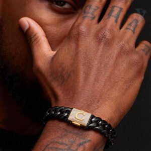 26 letters iced Miami Hip Hop Cuban  Bracelet   black gold  for 14mm