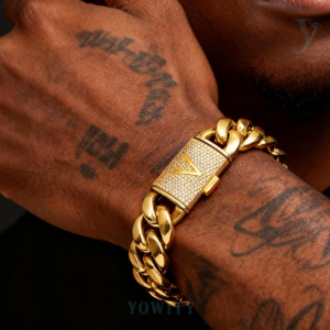 26 letters iced Miami Hip Hop Cuban  Bracelet  18K Gold for 14mm