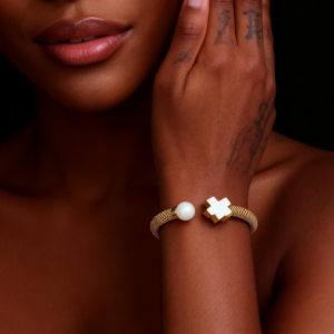 women Pearl cross bracelet