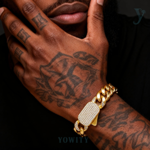 12mm Iced Clasp Cuban bracelet 14k Gold