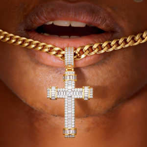 24 inch for Iced Diamond Cross Pendant Necklace 14K Gold