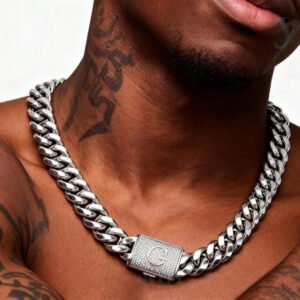 26 letters iced Miami Hip Hop Cuban link chain   silver gold for 14mm
