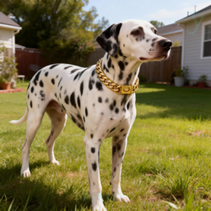 Strong Stainless Steel Gold Dog Chain Collar with Easy Lock & Release Buckle,18K Gold silver Plated Cuban Link Chain Dog Necklace Collar for Medium Large Dogs