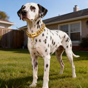 Dog Collar for Medium Large Dogs Gold Chain Dog Collar with Bling Letter Pendant 18K gold silver Cuban Link Dog Collar Heavy Duty Chew Proof Letter 10In&14In&16In